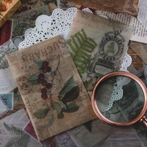 Fern leaf mushroom sulfuric acid Material Paper Junk Journal Planner Scrapbooking Vintage Decorative DIY Craft Background Paper