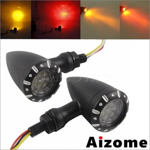 Motorcycle Led Turn Signal Yellow Rear Indicator Signal Lamp W/Red Brake Runing Light Blinker For Harley Cafe Racer 10mm Bolt