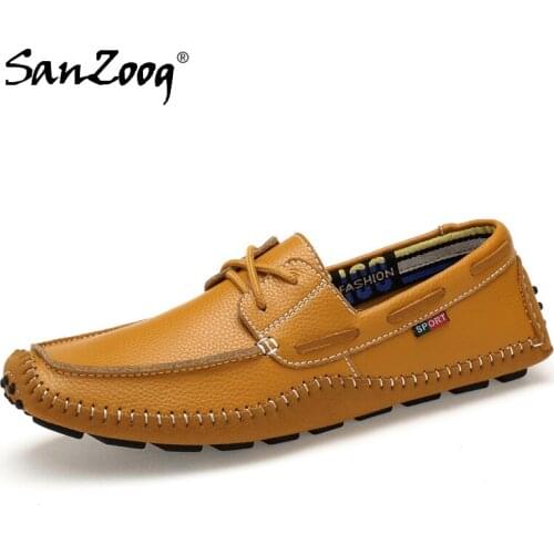 Soft Genuine Leather Handmade Car Driving Shoes Men 2021 New Fashion Casual Summer Hot Sale Lace Up Slip On