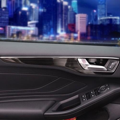 Black Stainless Steel Headlight Glasses Switch Door Mouldings Handle Reading Light Decorated Frame For Ford Focus 2019 AAA385A