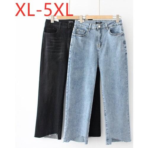 New 2020 ladies autumn winter plus size jeans for women large slim cotton blue pocket elastic straight denim pants 3XL 4XL 5XL