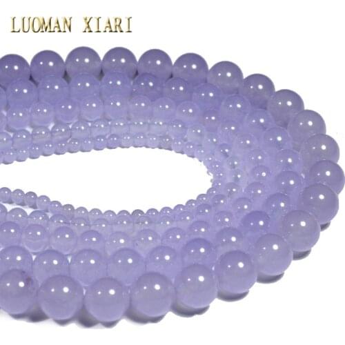 Wholesale Light Purple White Stone Dyed Round Stone Beads For Jewelry Making DIY Bracelet Necklace 4/6/8/10/12 mm Strand 15