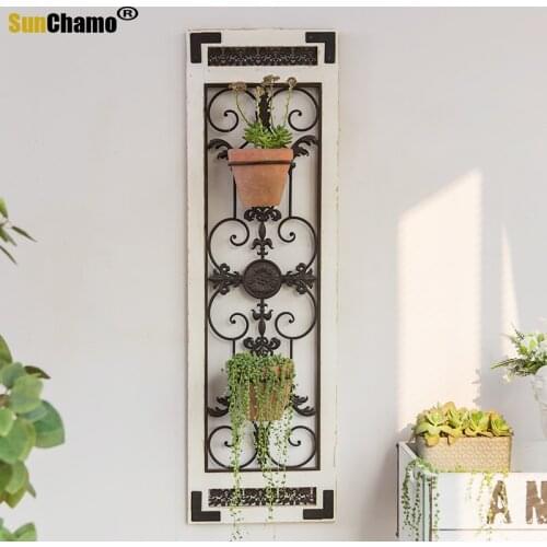 French Wrought Iron Flower Shelf Rack Balcony Wall Hanging Indoor and Outdoor Hanging Homestay Wall Organizer