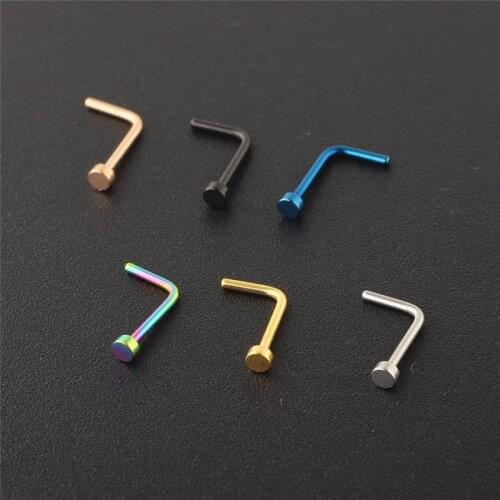 Simple L Shape Surgical Steel Nose Studs Hooks Bar Pin Nose Rings Body Piercing Jewelry For Women