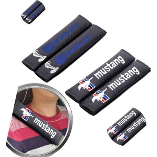Car Seat Safety Belt Cover for Shelby Mustang Emblem for Ford Focus 2 Kuga F150 Focus Fiesta Car Accessories Auto Belts Padding