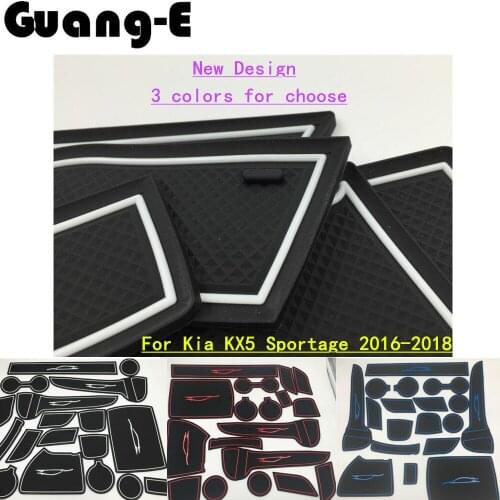 Car Groove Gate Slot Armrest Storage Rubber Non-Slip Mats Mat Inner Stick Door Pad/Cup 18pcs For Kia Sportage KX5 2016 2017 2018