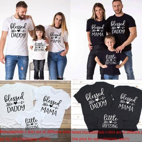 Matching Daddy and Me Blessed Mama Blessed Daddy Little Blessing Mom and Son Dad and Daughter Wear Mommy and Me Family Shirts