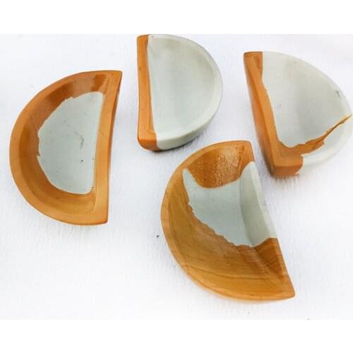 90-100mm Hand Carved Natural Stone Moon Shape Bowl Quartz Crystal Bowl Ashtray Tobacco Jar Crafts Healing Crystal Home Decora