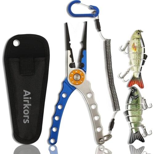 AIRKORS Fishing Tackle Fishing Pliers Braid Cutters Crimper Hook Remover Saltwater Resistant Fishing Gear Tool