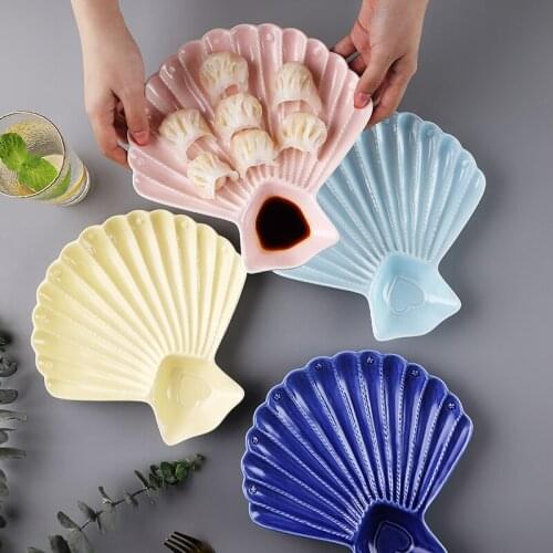 Dinner Plates Creative Shell Shape Salad Plates Multipurpose Ceramic Plate Snack Dish Sauce Kitchen Dishes Sushi Cake Tray