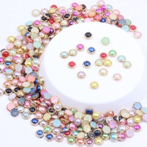 High-grade 100pcs 4mm 5mm 6mm Many Colors Half Round Pearls Metal Rhinestone DIY Nail Art Nail Beads Beauty Glitter Decoration