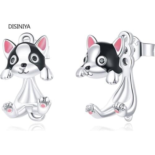 Disiniya Sterling Silver Earrings for Women Geometric Earrings Cute Puppy Silver Jewelry for Women Girl Kids Earring SCE41978