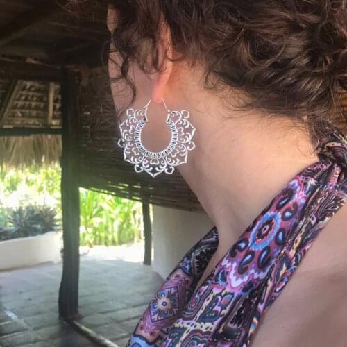 Tocona Bohemia Gold Carve Vintage Earrings Indian Jewelry Accessories Mandala Big Flower Women Fashion Earrings 2019 8843