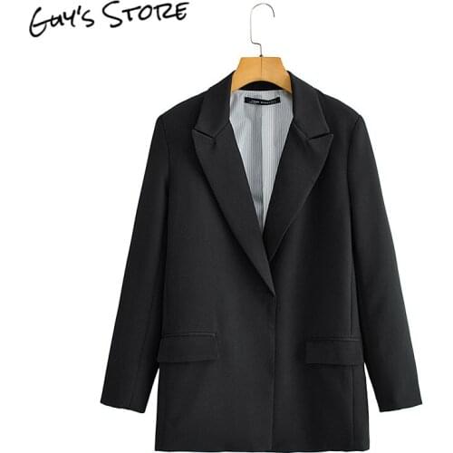 Womens cardigan office work clothes pure black jacket fashion jacket tops suit women blazer set