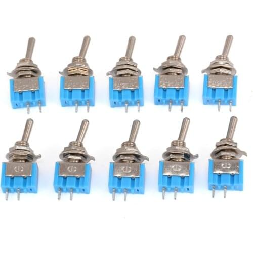 10pcs MTS-101 2 Pin SPST ON-OFF 2 Position 6A 250V AC Mini Toggle Switch