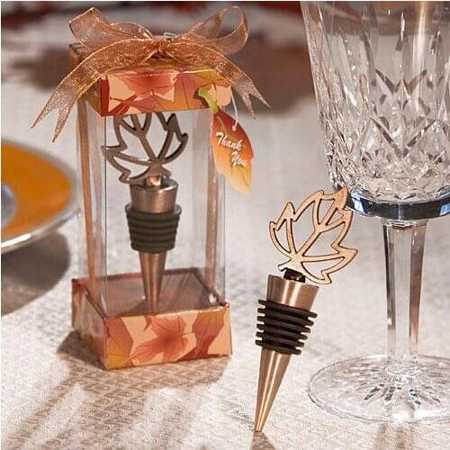 100pcs Vintage Metal Maple Leaf Bottle Stopper Wine Stopper Wedding Favors And Gifts Decoration Event & Party Supplies