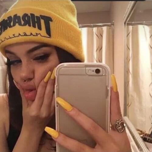 24Pcs/Set Long Ballerina False Nails Pink Blue Coffin Shaped Fake Nails Finger Beauty Nail Art Tools T0175