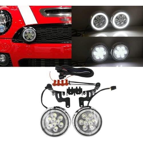 2X Black/Chrome LED DRL Daytime Running Rally Lamp For 2001-2006 Mini Cooper R50 R52 R53