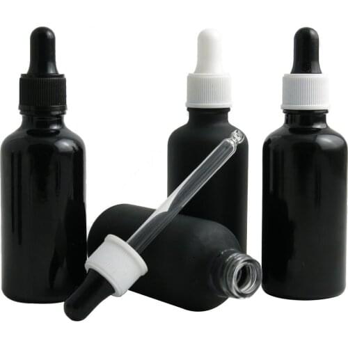 360pcs/lot 50ml Frosted/Smooth Black Glass Bottle with Plastic Dropper Essential Oil Liquid Pipette Bottle Cosmetic Container