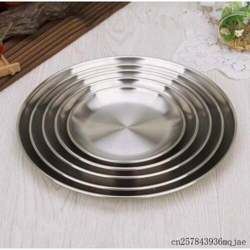 50pcs Kroean Style Plates Dinner Dish Flat Plate Tableware Canteen Severing Tray Dinnerware Stainless Steel