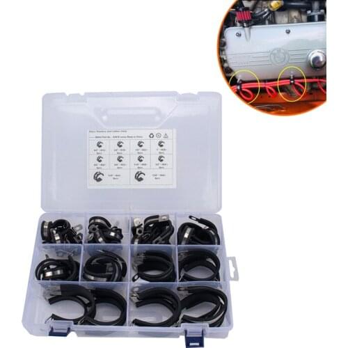 62Pcs 10 Specifications-stainless Steel 304 with Rubber Band Clamp for Hose, Steel Pipe, Cable and Other Solid Parts