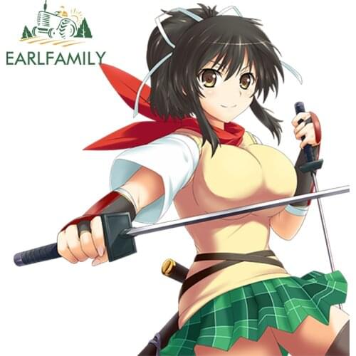 EARLFAMILY 13cm Sexy Girl Car Stickers Senran Kagura Hot Girl Anime Asuka Render Rear Windshield Car Styling Decoration
