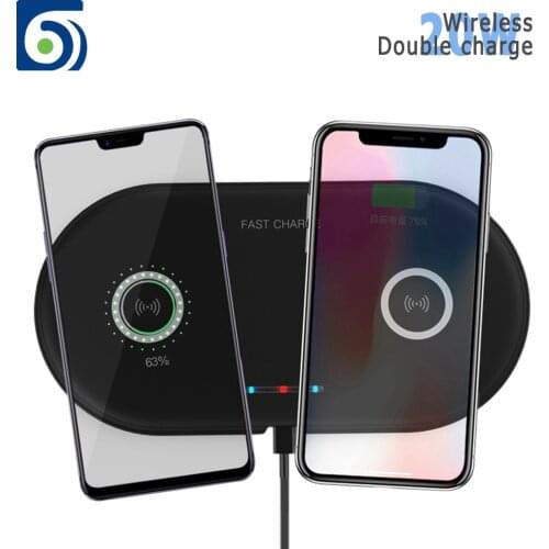 2 in 1 20W Dual Seat Wireless Charger For Samsung S20 S21 Double Fast Charging Pad for IPhone 12 11 Pro Max XS XR X Airpods Pro