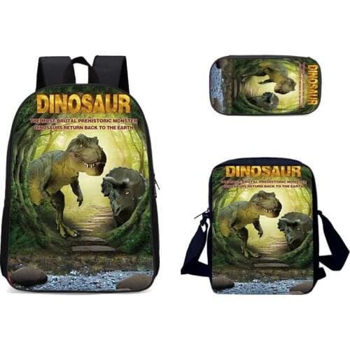 Children School Bags Set for Teen Boys Girls Dinosaur Backpacks 17 Inch Book Bag Kids Shoulder Bag mochila escolar