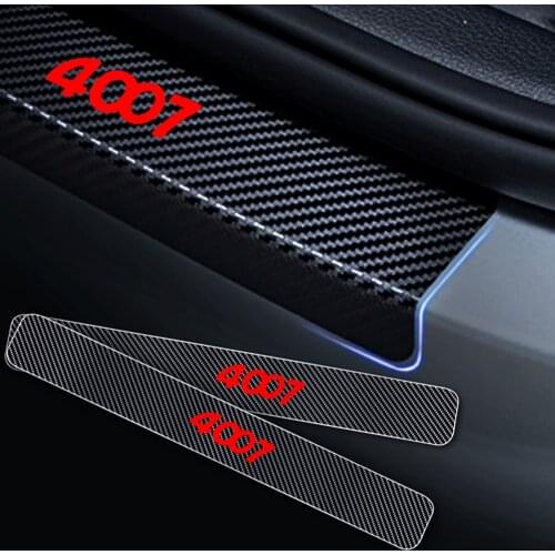 For Peugeot 4007 Car Styling 4D Carbon Fiber Sticker Car Door Sill Protector Scuff Plate Door sill guard Car Accessories