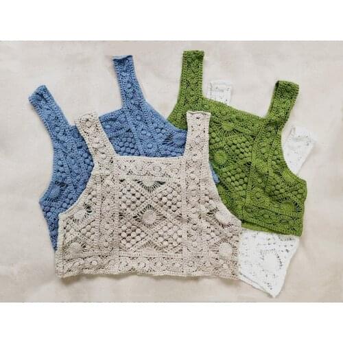 Ethnic Bohemia Crop Top Women Bralette Beach Tops Crochet Bandeau Bustier Halter Boho Sexy Hollow Out Cropped Top