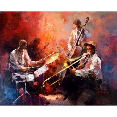 Canvas modern art paintings music Jazz band Willem Haenraets landscape painting for living room decor hand painted High quality