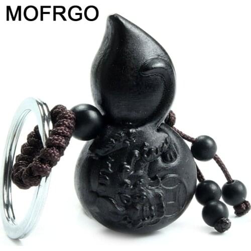 Chinese Traditional Wood Products Safe Lucky Treasure Ebony Treasures Fill The Home Gourd Pixiu Car Key Ring Pendant Keychain