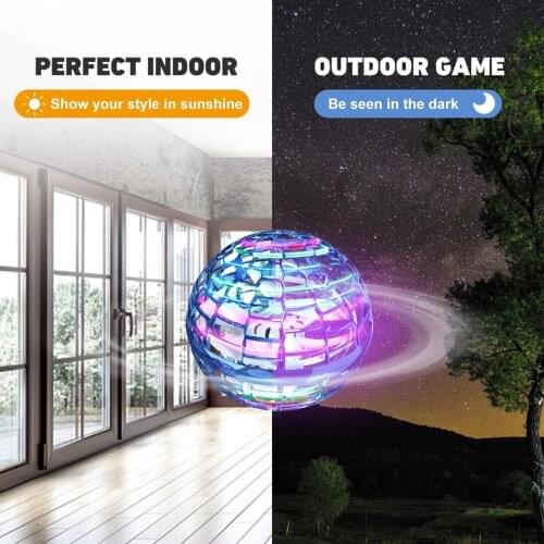 Flying Gyro 360° Rotating Mini UFO With RGB Light Flying Ball Spinner Toy Hand Controlled Drone Helicopter Kids Boys Girls Gift