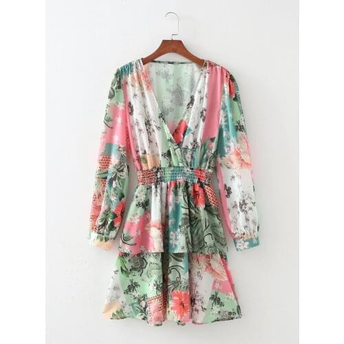 Summer Women Dress Print Floral Daily Streetwear Long Sleeve Autumn Short Dresses Chic Casual Beach Style Female Vestido C2775