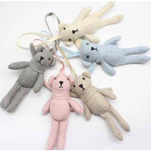 Linen Long Feet Teddy Bear Key Chain Pendants Kawaii Plush Toys Backpack Schoolbag Cartoon Anime Model Doll Gifts Stuffed Toy