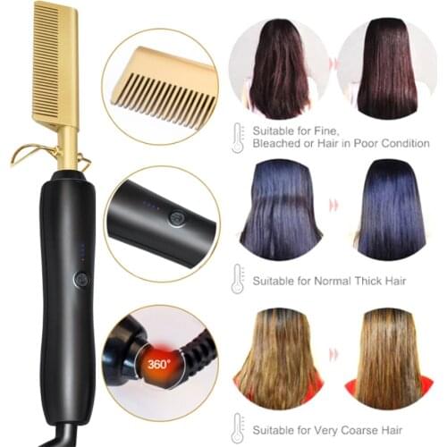 Multifunctional Hair Straightener Flat Irons Wet Dry Use Brush Comb Hot Heating Hair Straight Styler Corrugated Hair Curler Comb