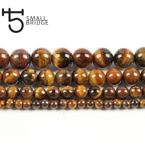 6 8 10Mm Natural Round Smooth Tiger Eye Beads For Making Bracelet Diy Necklace Brown Gold Stone Strand Bead Wholesale S301
