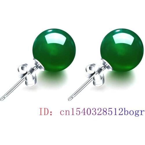 Jade Ear studs Earring Natural Women Amulet Fashion 925 Silver Chalcedony Jewelry Gifts Green