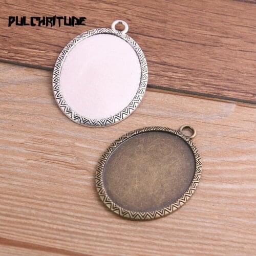 New Fashion 2pcs/lot 30x40mm Inner Size Brozne/Silver color Classic Style Cabochon Base Setting Charms Pendant