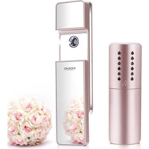 New USB Rechargeable Mini Portable Cold Mist Facial Steamer Face Moisturizing Facial Beauty Nano Mist Water Sprayer with Mirror