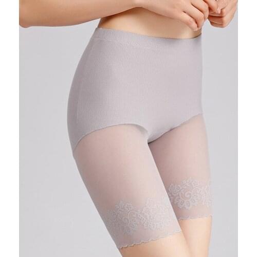Wasteheart New Women Gray Black Cotton Seamless High Waist Safety Short Pants Sexy Underpants Quick Dry Plus Size F