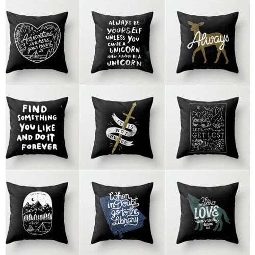 Nordic Style More Sizes Black Letter Pillow Super Soft and Short Plush Personality Car Sofa Bedside Seat Cushion Home Cushion