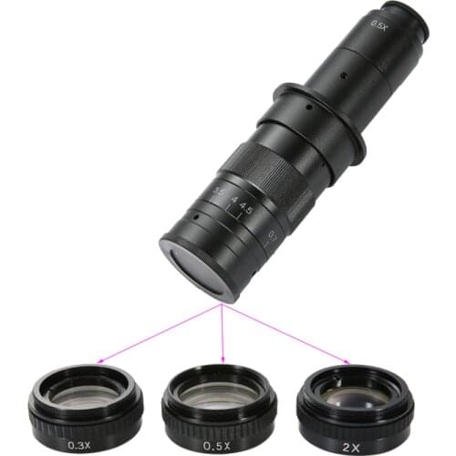 Monocular Video Industrial Microscope Camera Lens 0.3X 0.5X 2X Increase Working Distance Increase Magnification