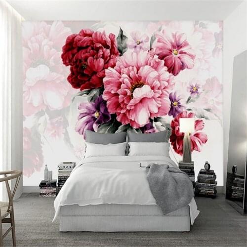 Custom modern 3d wallpaper wall murals 3d watercolor hand-painted flower fashion modern living room sofa bed background wall