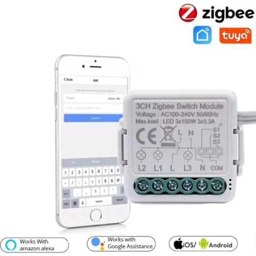 Tuya Zigbee Mini WIFI Smart Light Switch DIY Breaker Relay Timer Smart Life APP 3 Way Dual Control Works With Alexa Google Home
