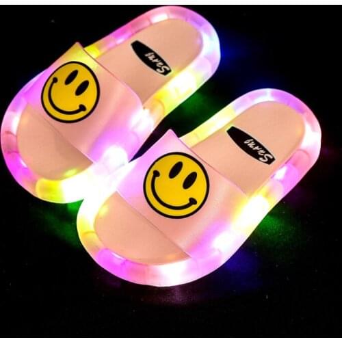 Baby girl sandles garden shoes kid sandales cute smail LED lighting summer flip flop Children