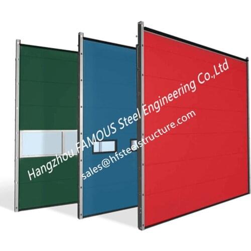 High Density Polyurethane Core Overhead Steel Doors Fully Automatic Wind Resistant Industrial Lifting Doors