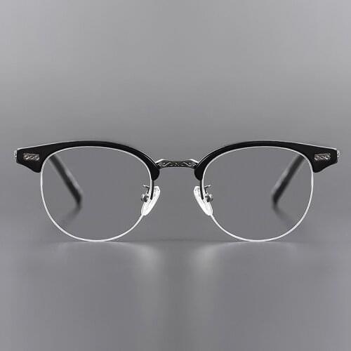 Japanese handmade Acetate semi-rimless eyeglasses frames alloy temple for men and women