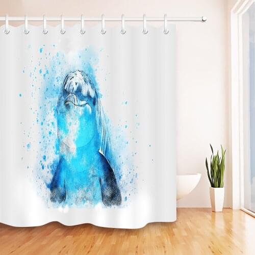 Dolphins Shower Curtain Watercolor Bathroom White Extra Long Waterproof Mildew Resistant Polyester Fabric for Kids Bathtub Decor