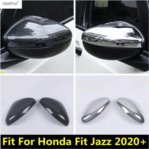 Rearview Mirror Protective Decoration Cover Trim ABS Chrome / Carbon Fiber Look Exterior Refit Kit For Honda Fit Jazz 2020 2021